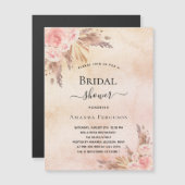 Invitation Magnétique Douche nuptiale boho pampas herbe or rose luxe (Devant / Derrière)
