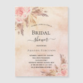 Invitation Magnétique Douche nuptiale boho pampas herbe or rose luxe (Devant)
