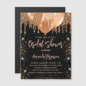 Invitation Magnétique Douche nuptiale or noir parties scintillant ballon (Devant / Derrière)