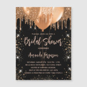 Invitation Magnétique Douche nuptiale or noir parties scintillant ballon (Devant)