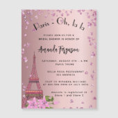 Invitation Magnétique Douche nuptiale Paris Tour Eiffel luxe rose (Devant)