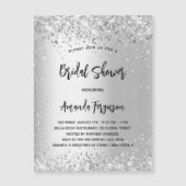 Invitation Magnétique Douche nuptiale parties scintillant argent luxe (Devant)