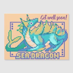 Invitation Magnétique Dragon de mer, pixel art, Get Well Soon