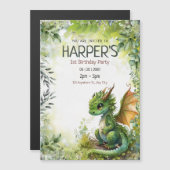 Invitation Magnétique Dragon modifiable 1er anniversaire de fête Invitat (Devant / Derrière)