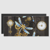 Invitation Magnétique Dragonflies de Steampunk sur arrière - plan rayé b (Devant / Derrière)