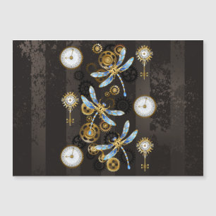 Invitation Magnétique Dragonflies de Steampunk sur arrière - plan rayé b