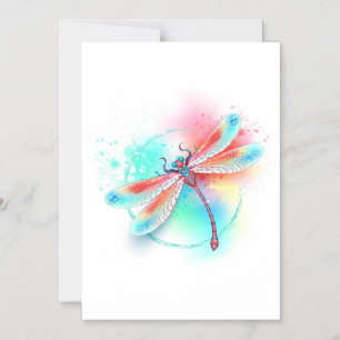Invitation Magnétique Dragonfly rouge sur l'arrière - plan aquarelle