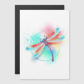 Invitation Magnétique Dragonfly rouge sur l'arrière - plan aquarelle (Devant / Derrière)
