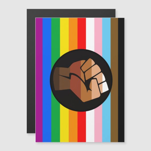 Invitation Magnétique Drapeau de fierté POC de progrès LGBTQ+ (Devant / Derrière)