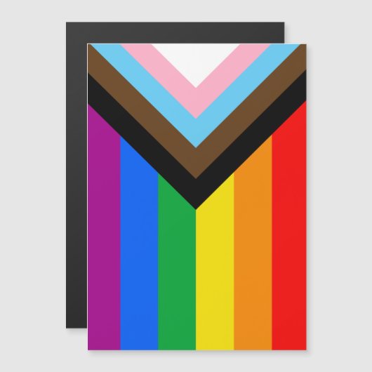 Invitation Magnétique Drapeau de fierté progressiste LGBTQ+ (Devant / Derrière)