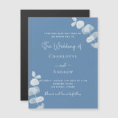 Invitation Magnétique Dusty bleu eucalyptus mariage de luxe (Devant / Derrière)