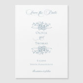 Invitation Magnétique Dusty Blue Floral Wedding Save the Date (Devant)