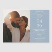 Invitation Magnétique Dusty Blue Modern Mariage Photo Enregistrer La Dat (Devant)
