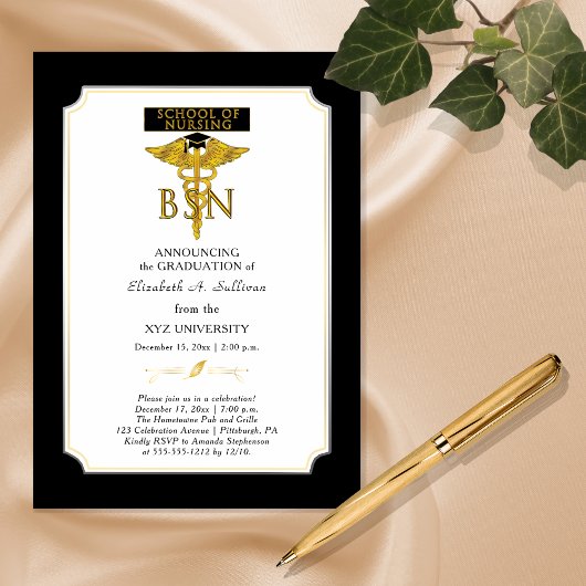 Invitation Magnétique École de soins infirmiers BSN Graduation Invitatio