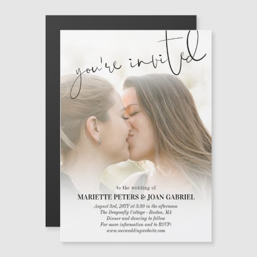 Invitation Magnétique Ecriture manuelle Vous êtes invité Mariage photo (Devant / Derrière)