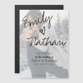 Invitation Magnétique Effet Vélin Faux Photo Mariage Enregistrer la Date (Devant / Derrière)