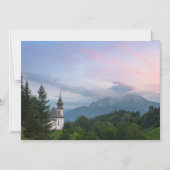 Invitation Magnétique Église des Alpes au coucher du soleil (Recto)