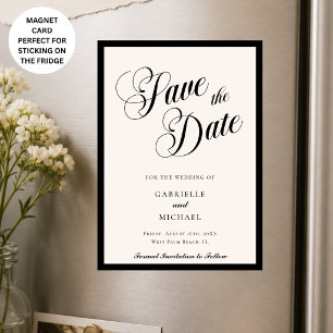Invitation Magnétique Élégance de l'Argent Ancien Mariage Noir Ivoire Ca