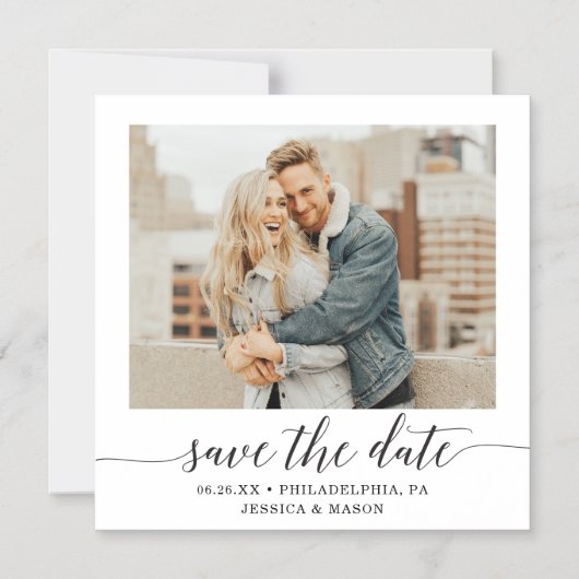 Invitation Magnétique Élégance Minimale Photo Mariage Enregistrer La Dat (Recto)