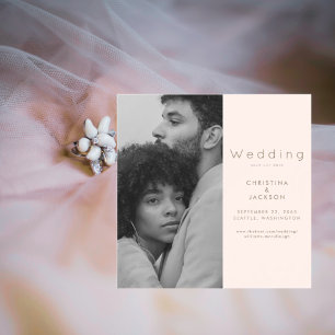 Invitation Magnétique Elegant Blush Photo Enregistrer la date