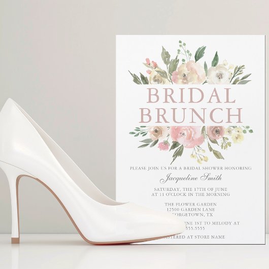 Invitation Magnétique Elégant Blush rose Floral Bridal Brunch Douche