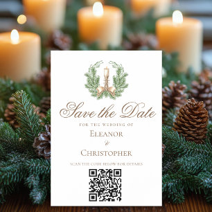 Invitation Magnétique Élégant code QR de bougie de Noël pour Sauvegarder