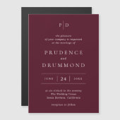 Invitation Magnétique Elegant Deep Burgundy Classic Wedding (Devant / Derrière)