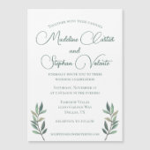 Invitation Magnétique Elégant Eucalyptus Feuille Vert Mariage moderne (Devant)