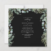 Invitation Magnétique Elégant Eucalyptus Mariage noir II (Recto)