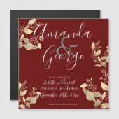 Invitation Magnétique Élégant Feuille Eucalyptus Enregistrer La Date (Devant / Derrière)