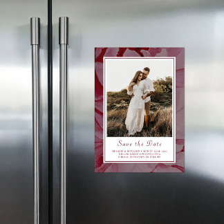 Invitation Magnétique Élégant Floral Romantic Enregistrer La Date Photo 