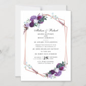 Invitation Magnétique Élégant Floral violet Mariage botanique (Recto)