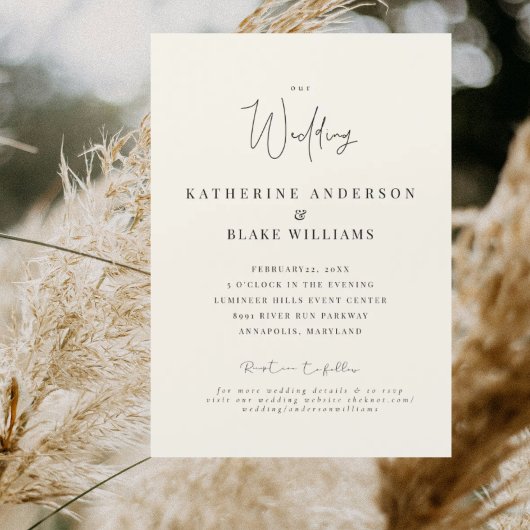 Invitation Magnétique Elegant Grace Cream Wedding Magnetic