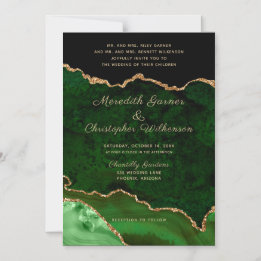 Invitation Magnétique Élégant Green Gold Agate Parties scintillant Maria