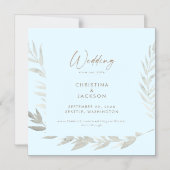 Invitation Magnétique Elégant Icy Blue Wedding Enregistrer la date (Recto)