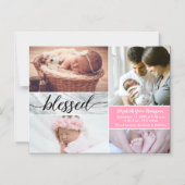 Invitation Magnétique Élégant Marbre rose Blessé Script Baby Girl Photo (Recto)