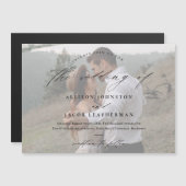 Invitation Magnétique Élégant Mariage de photos de script (Devant / Derrière)