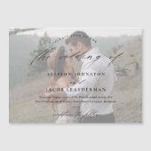 Invitation Magnétique Élégant Mariage de photos de script (Devant)