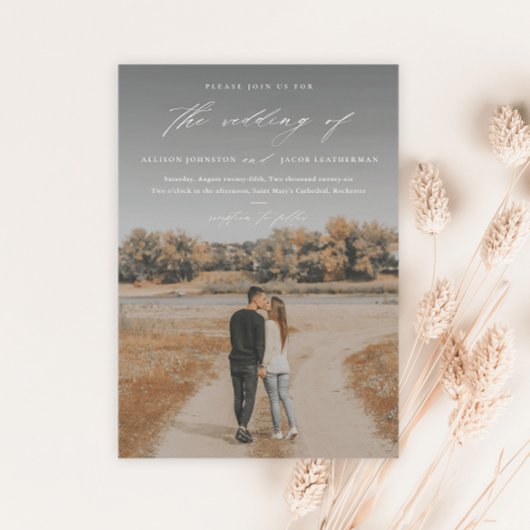 Invitation Magnétique Élégant Mariage de superposition de photo de scrip