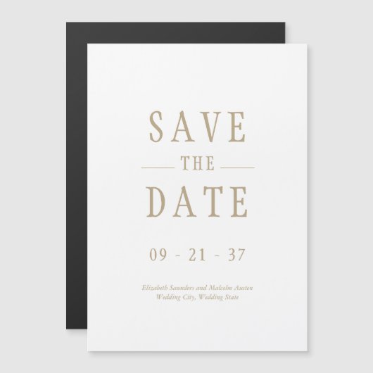 Invitation Magnétique Élégant Mariage Moderne Blanc Enregistrer La Date (Devant / Derrière)