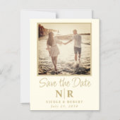 Invitation Magnétique Élégant Mariage Monogramme Photo Enregistrer La Da (Recto)