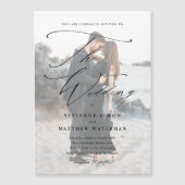 Invitation Magnétique Élégant Mariage simple noir et blanc (Devant)