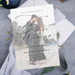 Invitation Magnétique Élégant Mariage simple noir et blanc