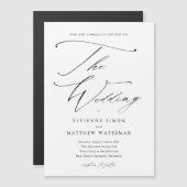 Invitation Magnétique Élégant Mariage simple noir et blanc (Devant / Derrière)