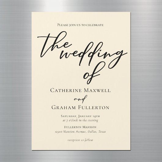 Invitation Magnétique Élégant minimaliste ivoire Mariage