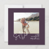 Invitation Magnétique Elégant Moderne Eggplant Purple Enregistrer la Dat (Recto)