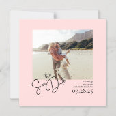 Invitation Magnétique Élégant moderne rose doux Enregistrer la date Phot (Recto)