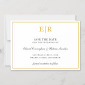 Invitation Magnétique Élégant Monogramme Or Mariage formel Enregistrer l (Recto)