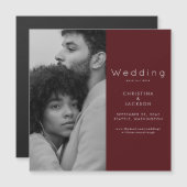Invitation Magnétique Elégant Ruby Red Couple Photo Enregistrer la date (Devant / Derrière)