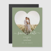 Invitation Magnétique Elégant Sage Green Photo Mariage Enregistrer La Da (Devant / Derrière)